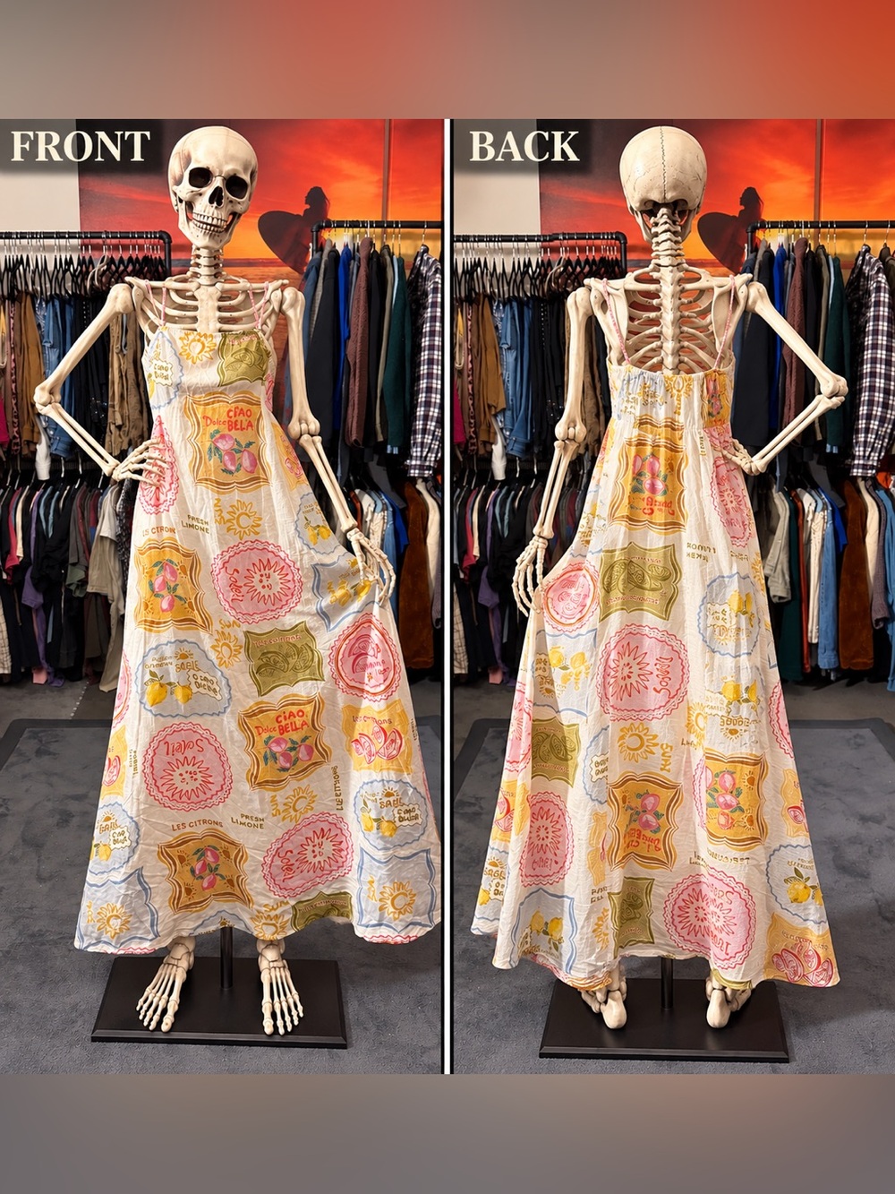 Boho Medallion Maxi Dress - Cream with Pink & Yellow Print